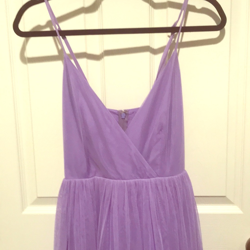 Deep V lilac prom dress